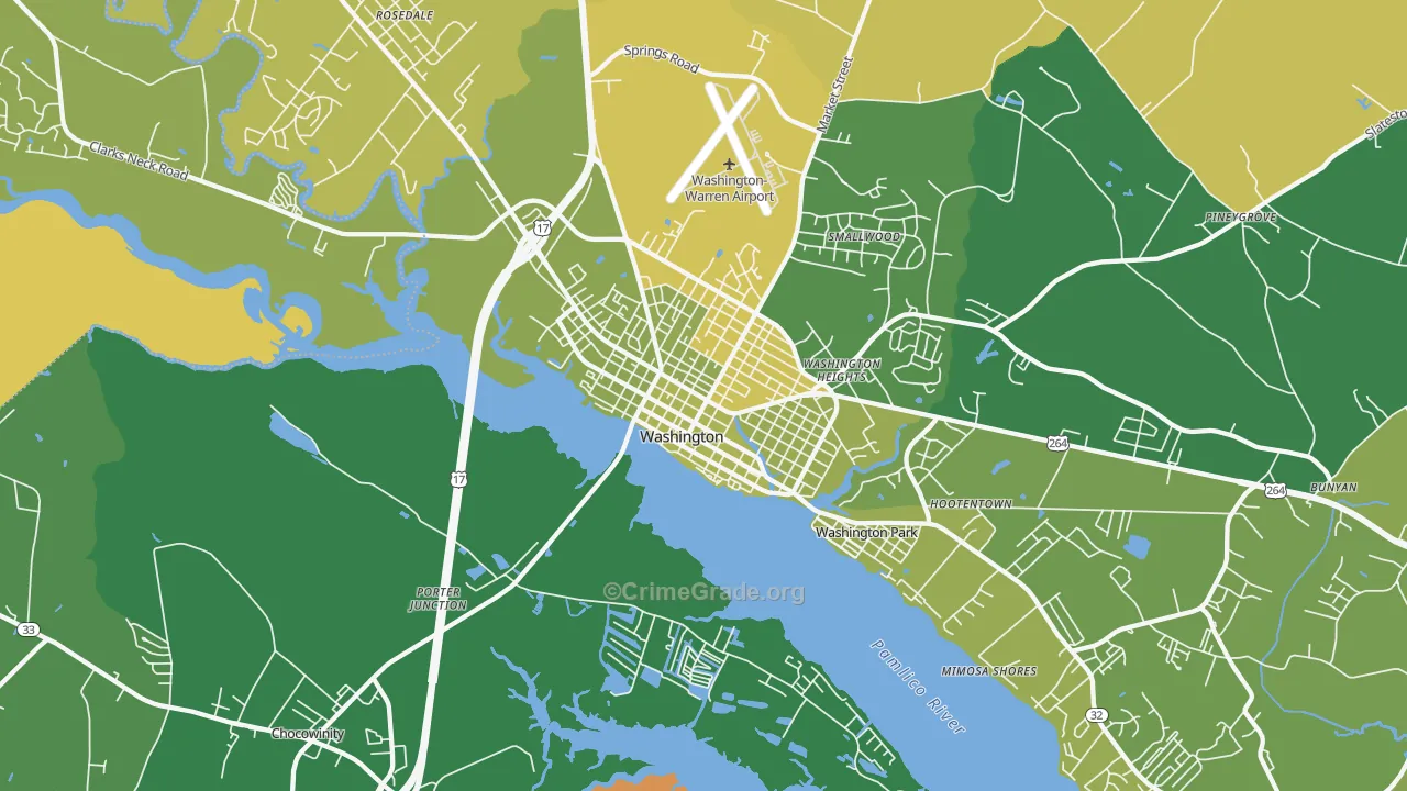 Washington Park, NC Map of Vehicle Theft Rates