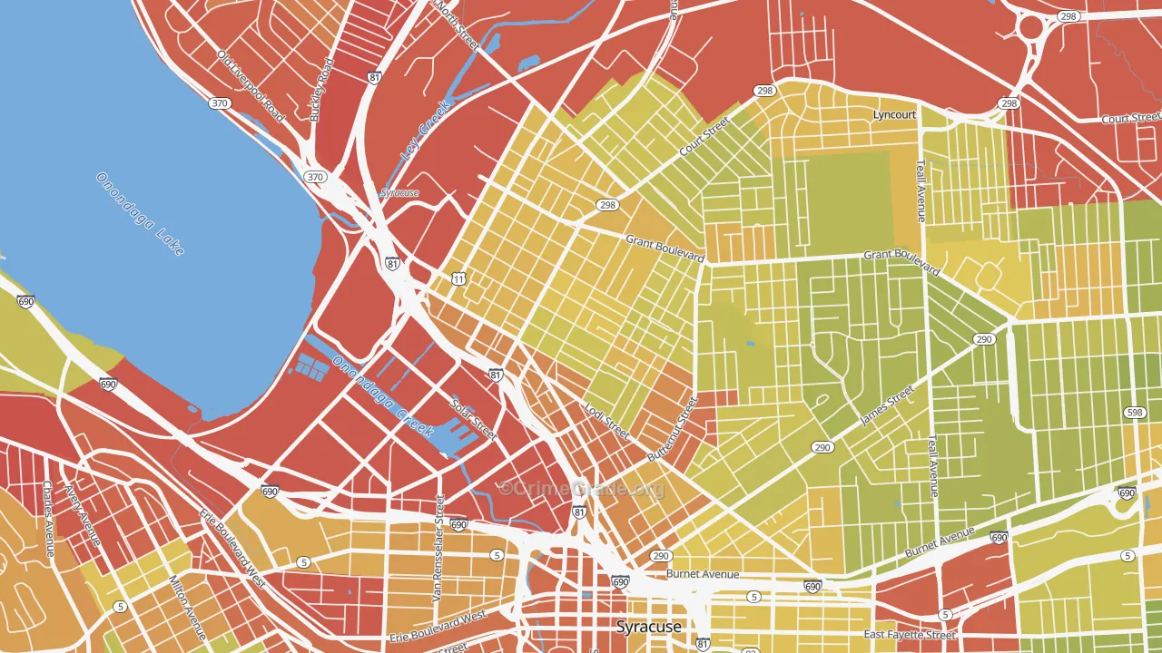 Washington Square, Syracuse, NY Map of Vehicle Theft Rates