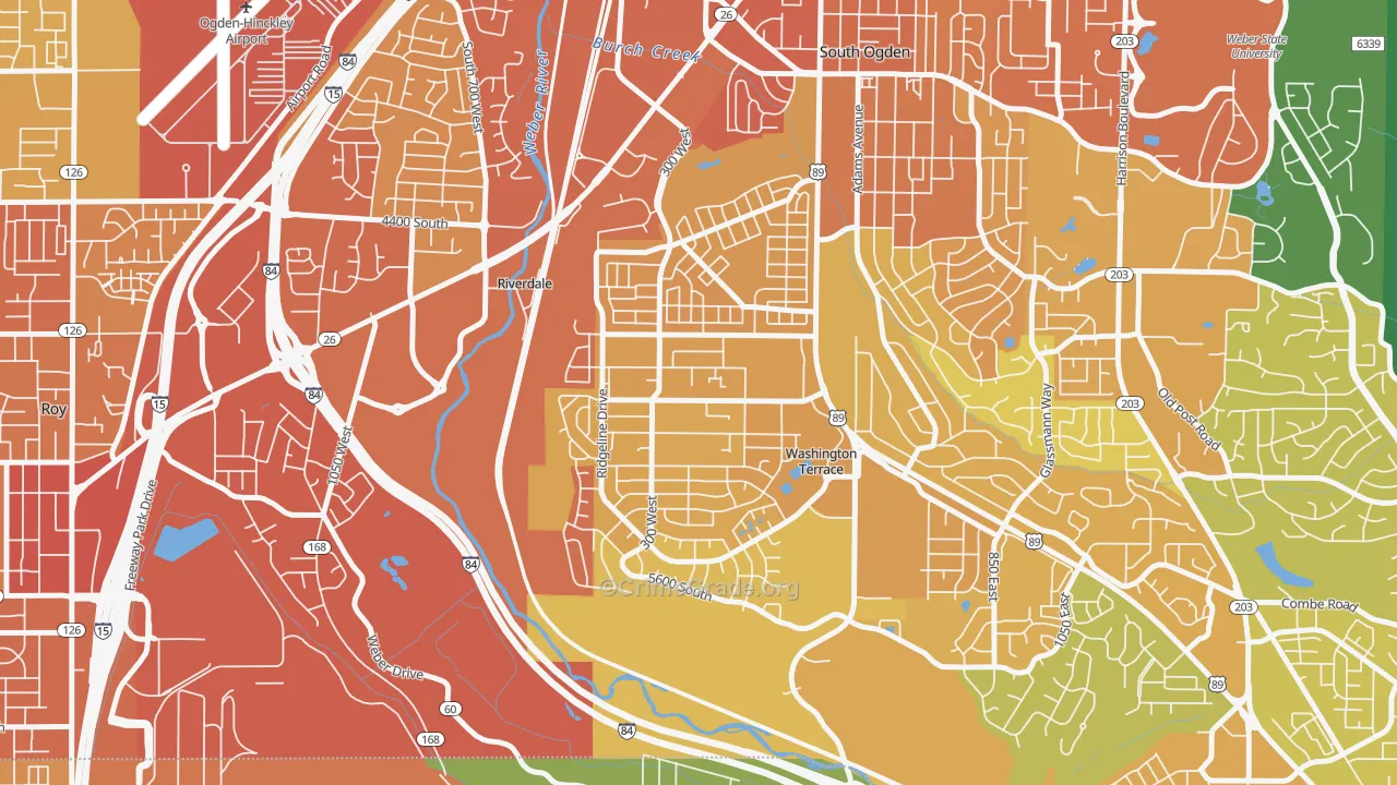 Washington Terrace, UT Map of Vehicle Theft Rates