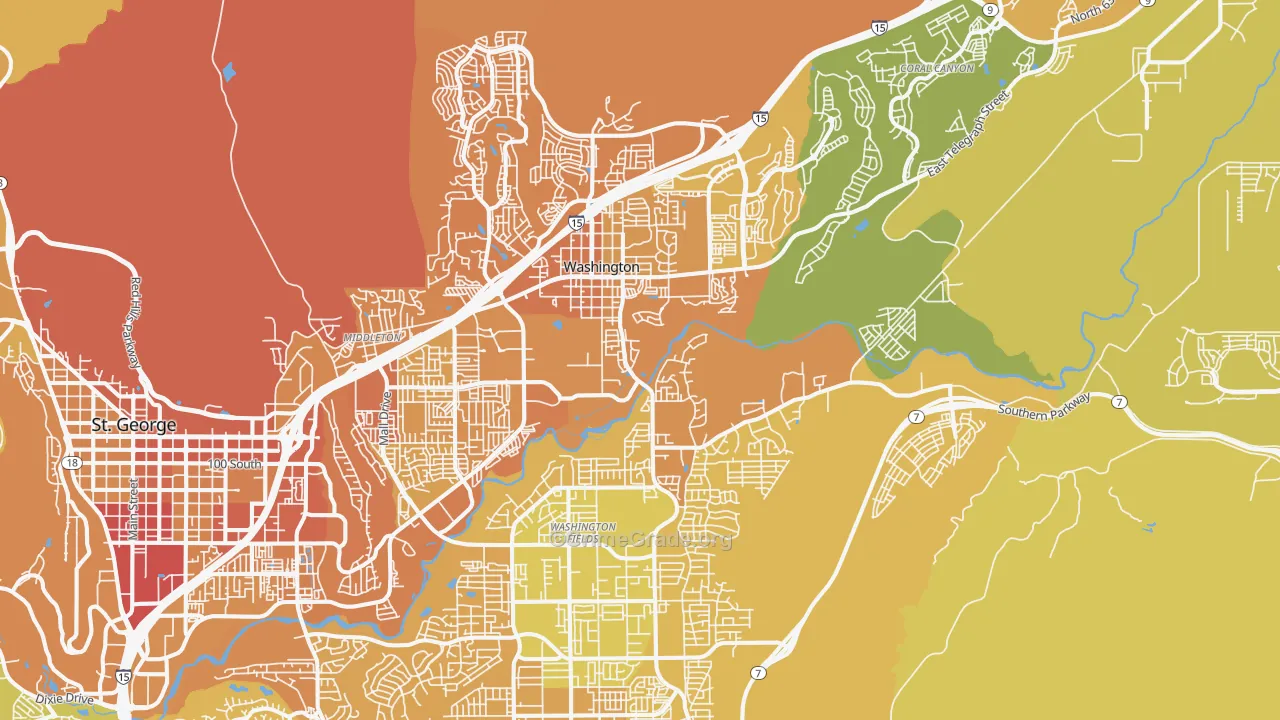 Washington, UT Map of Vehicle Theft Rates