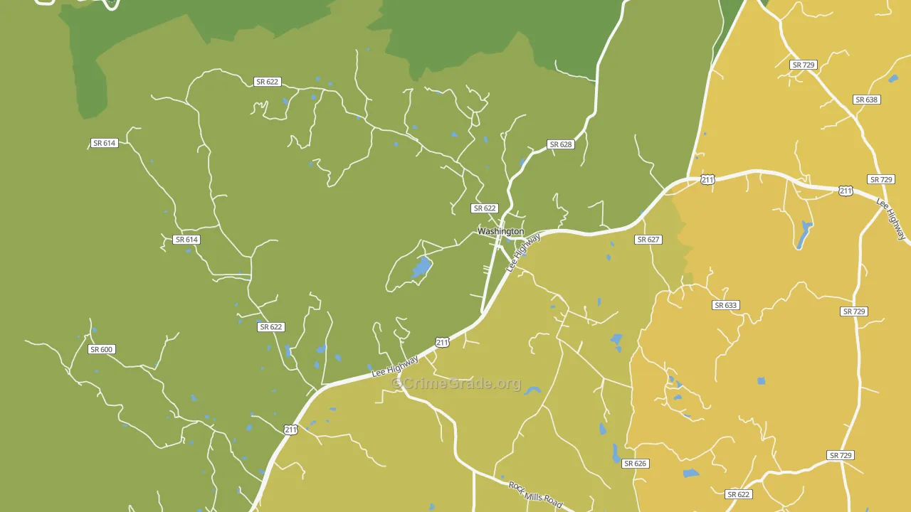 Washington, VA Map of Vehicle Theft Rates