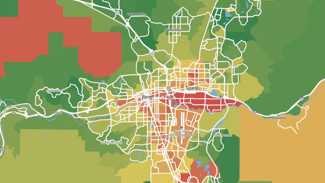 Washoe County, NV Map of Vehicle Theft Rates