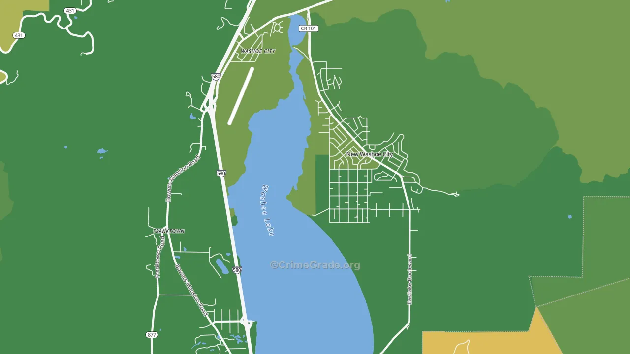 Washoe Valley, NV Map of Vehicle Theft Rates