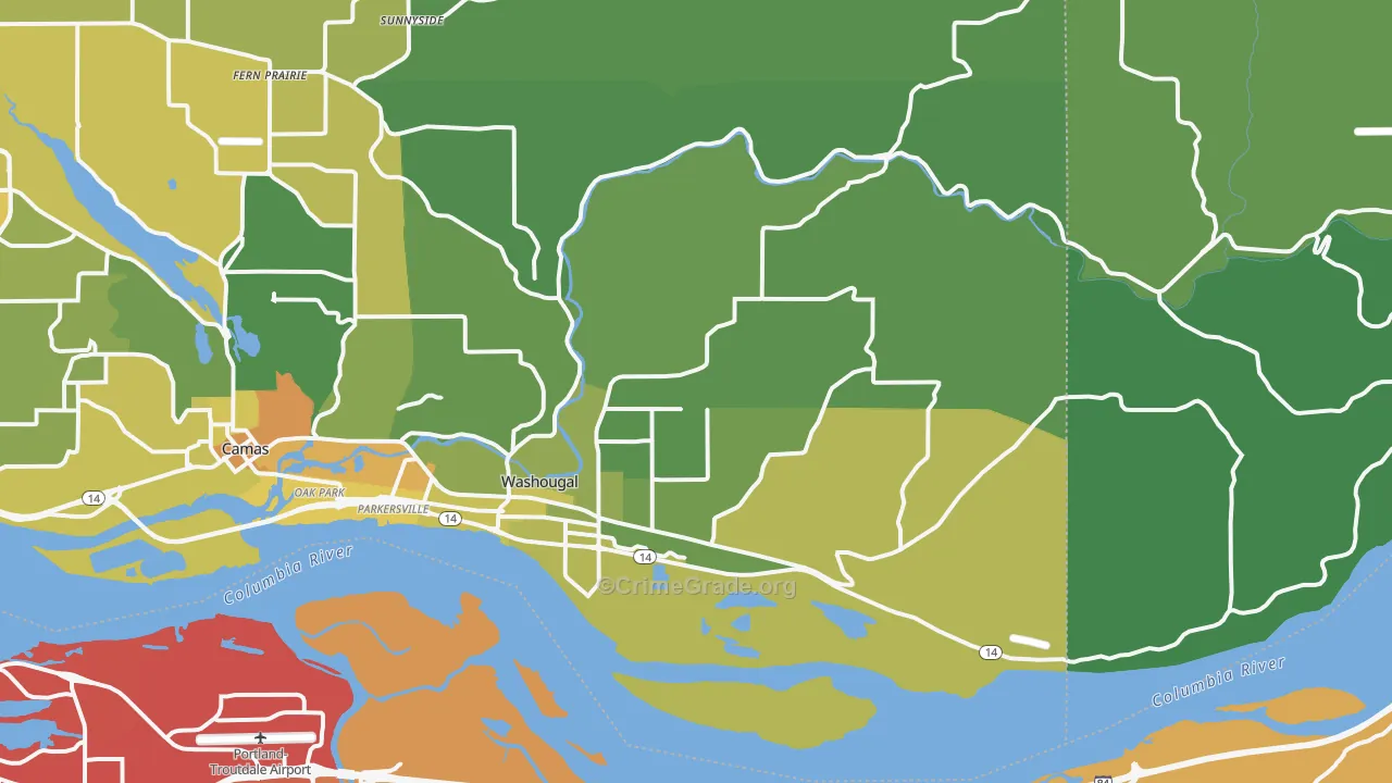 Washougal, WA Map of Vehicle Theft Rates