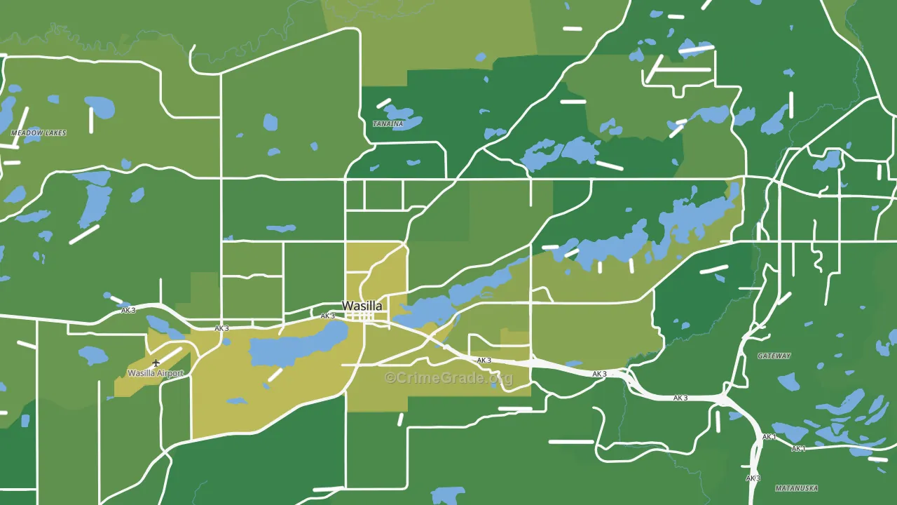 Wasilla, AK Map of Vehicle Theft Rates