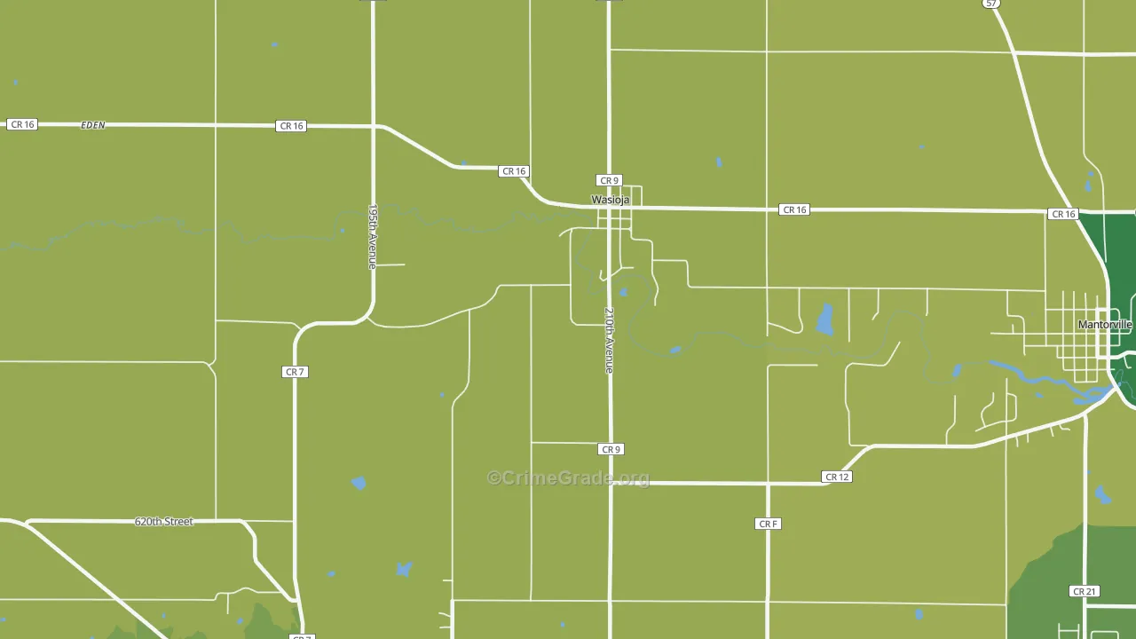 Wasioja, MN Map of Vehicle Theft Rates