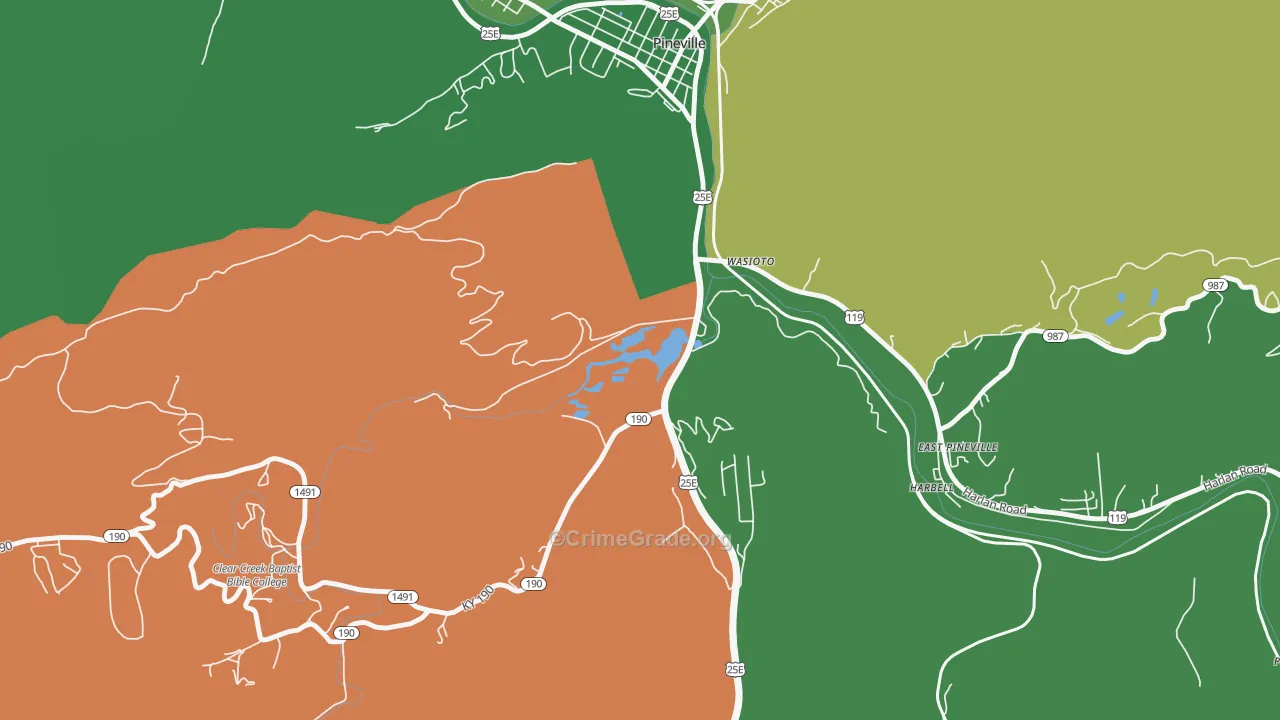 Wasioto, KY Map of Vehicle Theft Rates