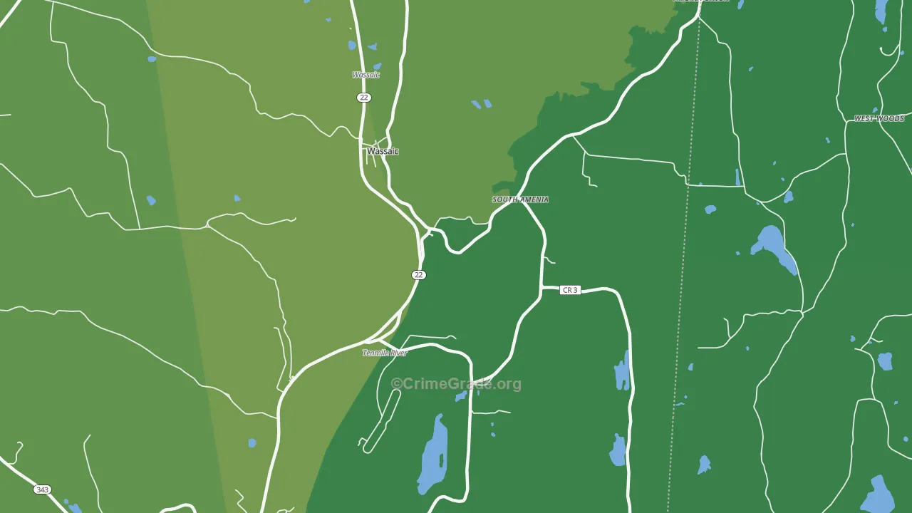 Wassaic, NY Map of Vehicle Theft Rates