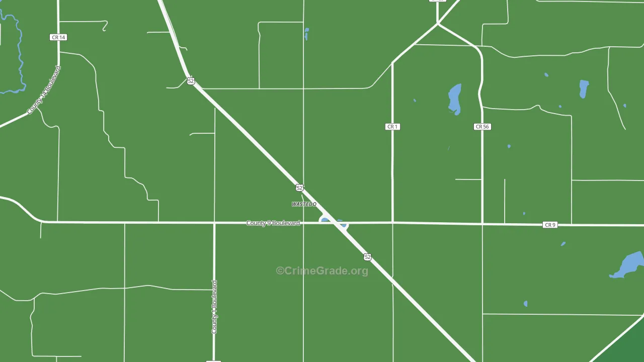 Wastedo, MN Map of Vehicle Theft Rates