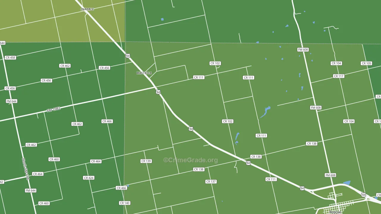 Wastella, TX Map of Vehicle Theft Rates