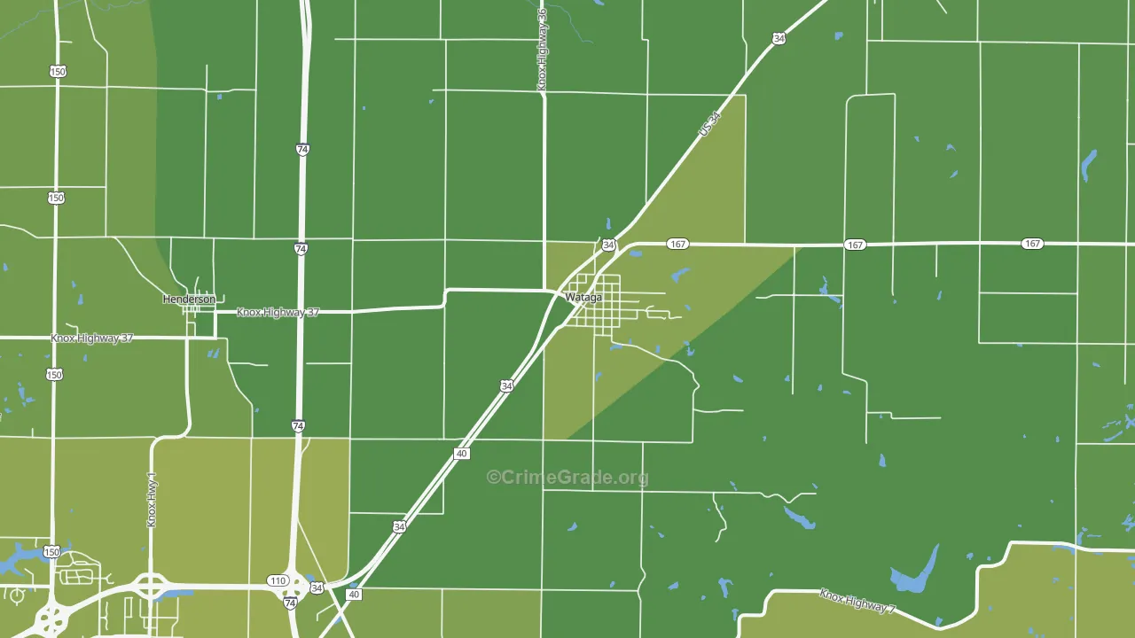 Wataga, IL Map of Vehicle Theft Rates