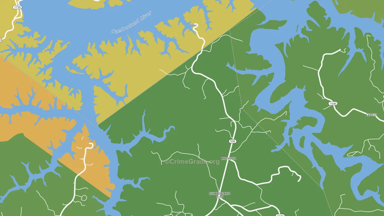 Watauga, KY Map of Vehicle Theft Rates