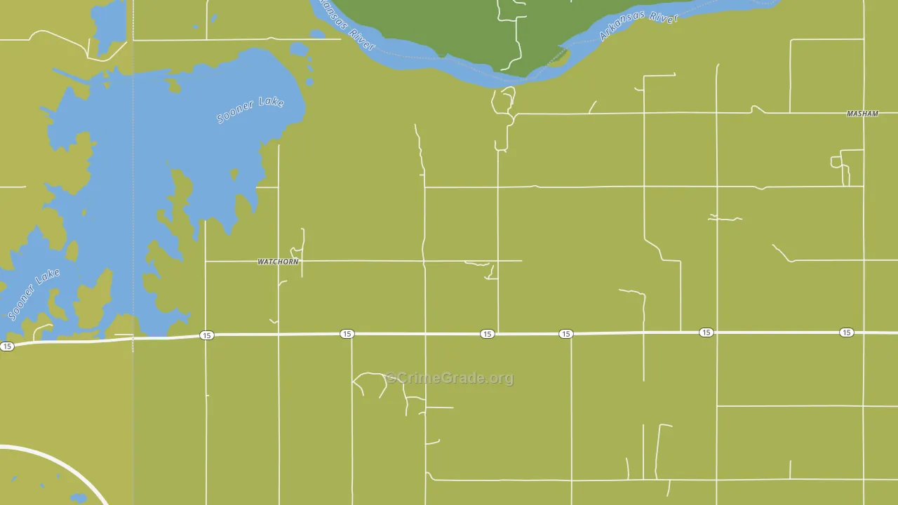 Watchorn, OK Map of Vehicle Theft Rates