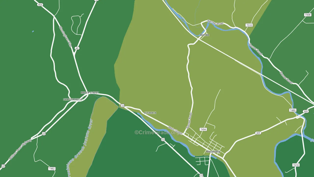 Water Street, PA Map of Vehicle Theft Rates
