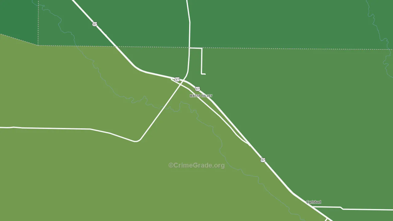 Water Valley, TX Map of Vehicle Theft Rates