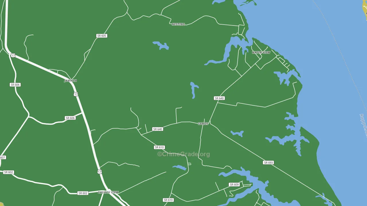 Water View, VA Map of Vehicle Theft Rates