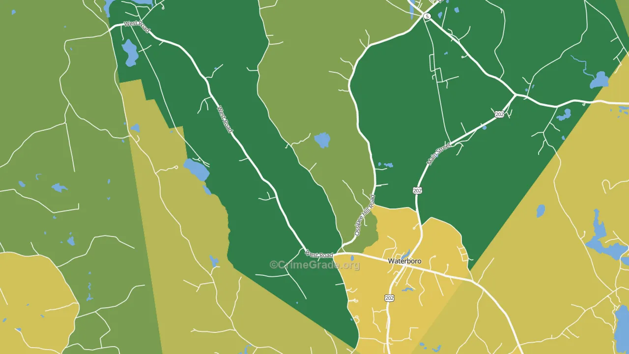 Waterboro, ME Map of Vehicle Theft Rates