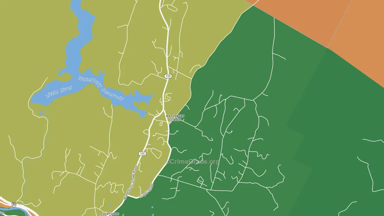 Waterbury Center, VT Map of Vehicle Theft Rates