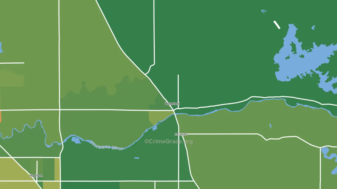 Waterford, CA Map of Vehicle Theft Rates