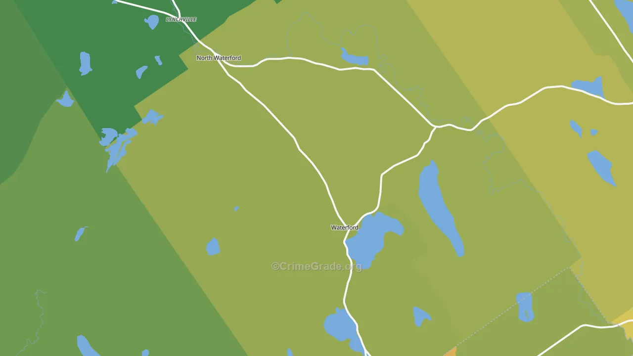 Waterford, ME Map of Vehicle Theft Rates