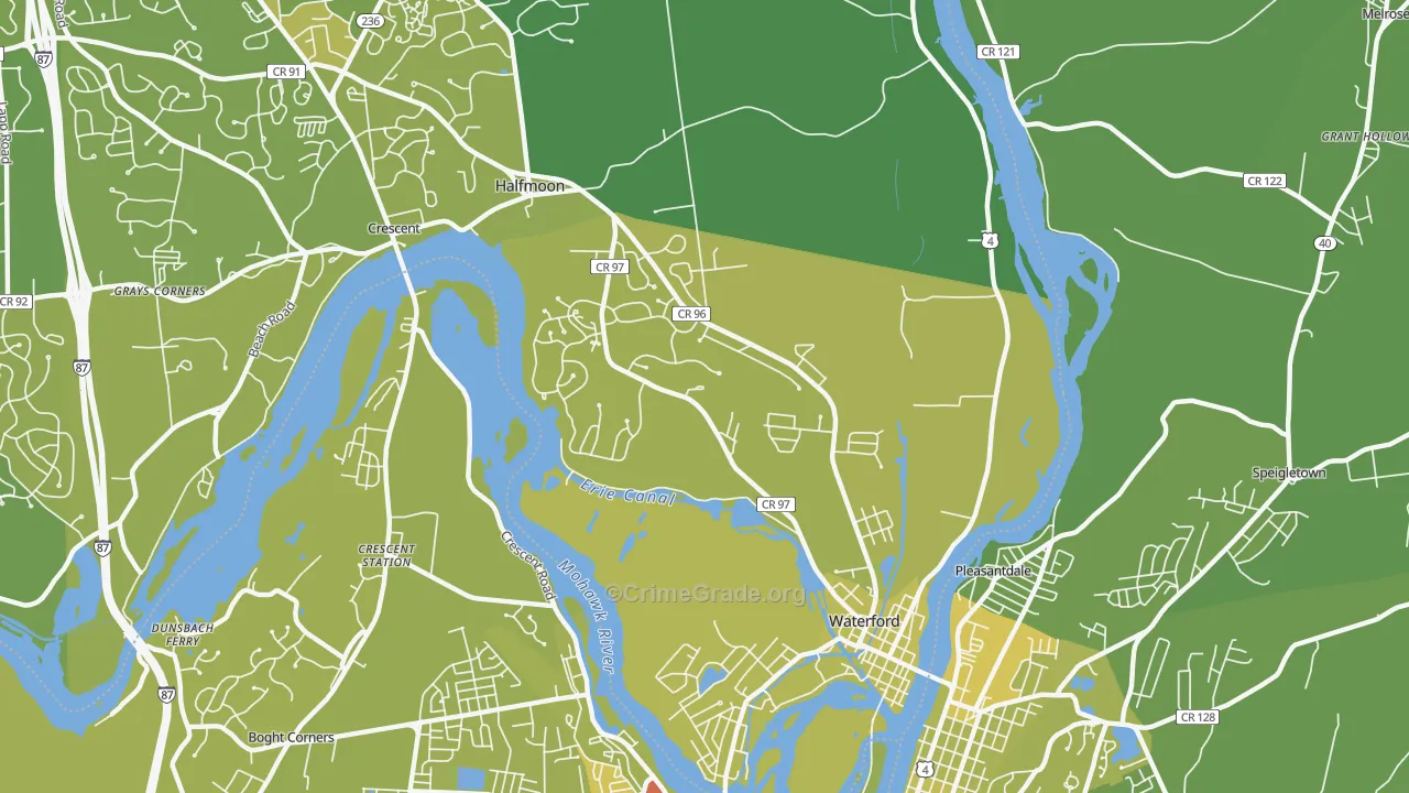 Waterford, NY Map of Vehicle Theft Rates