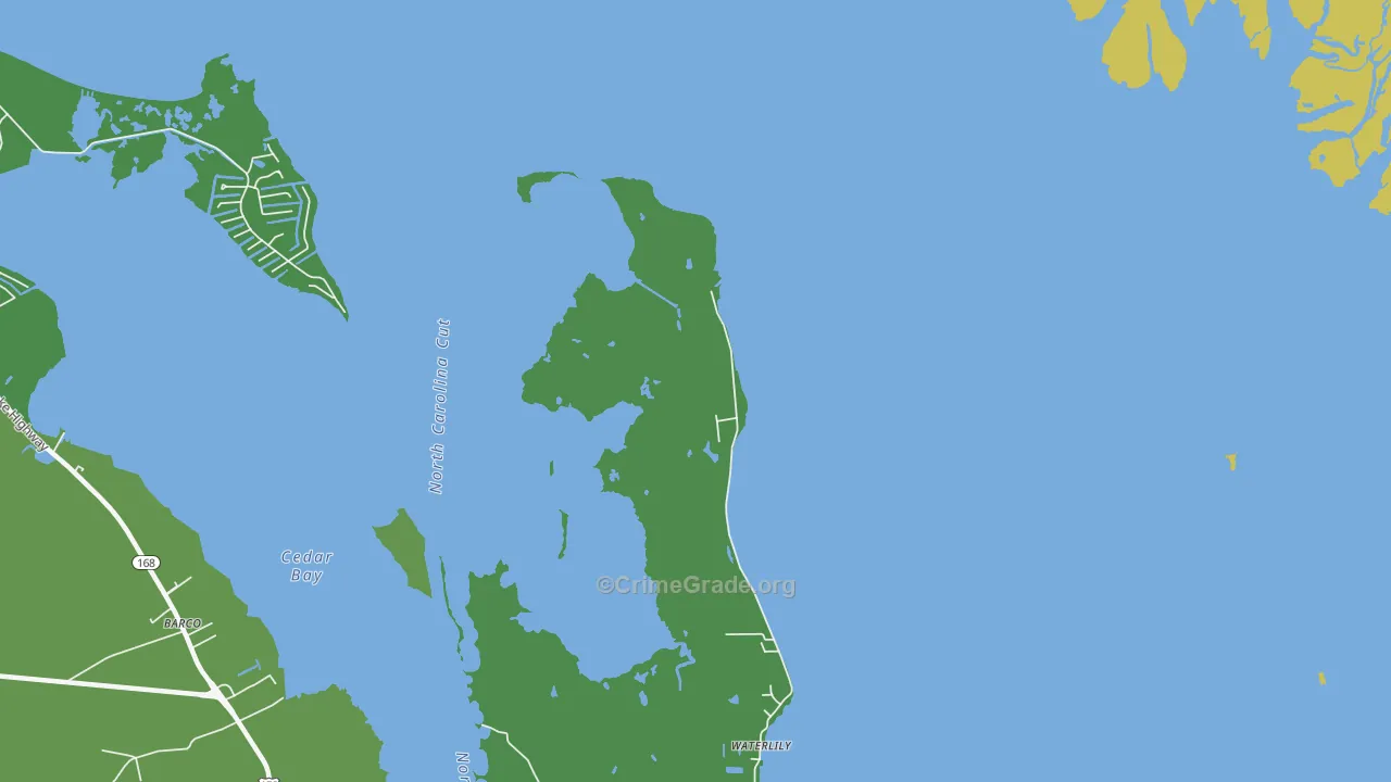 Waterlily, NC Map of Vehicle Theft Rates