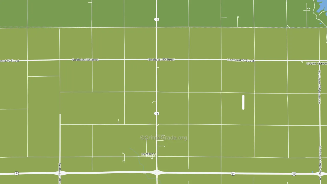Waterloo, KS Map of Vehicle Theft Rates