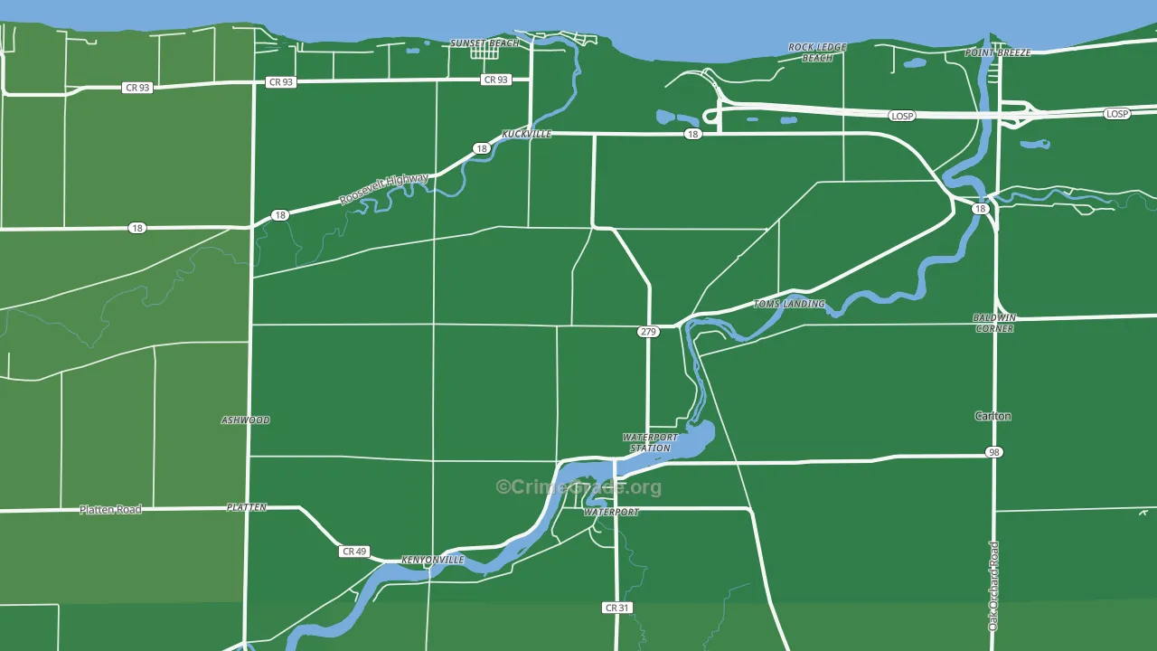 Waterport, NY Map of Vehicle Theft Rates