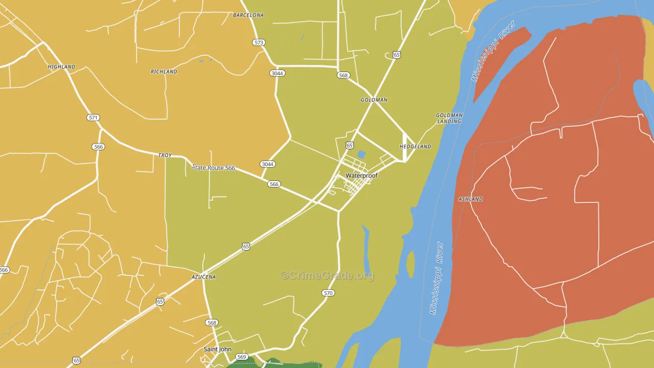 Waterproof, LA Map of Vehicle Theft Rates