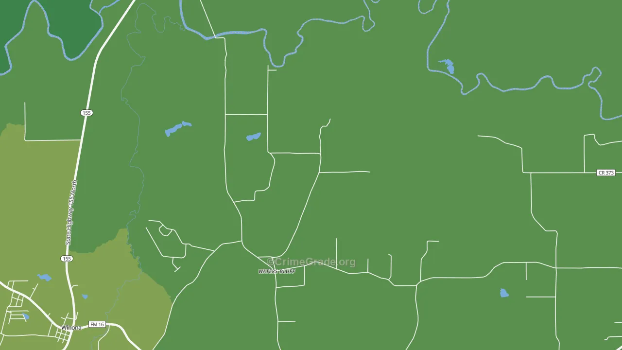 Waters Bluff, TX Map of Vehicle Theft Rates