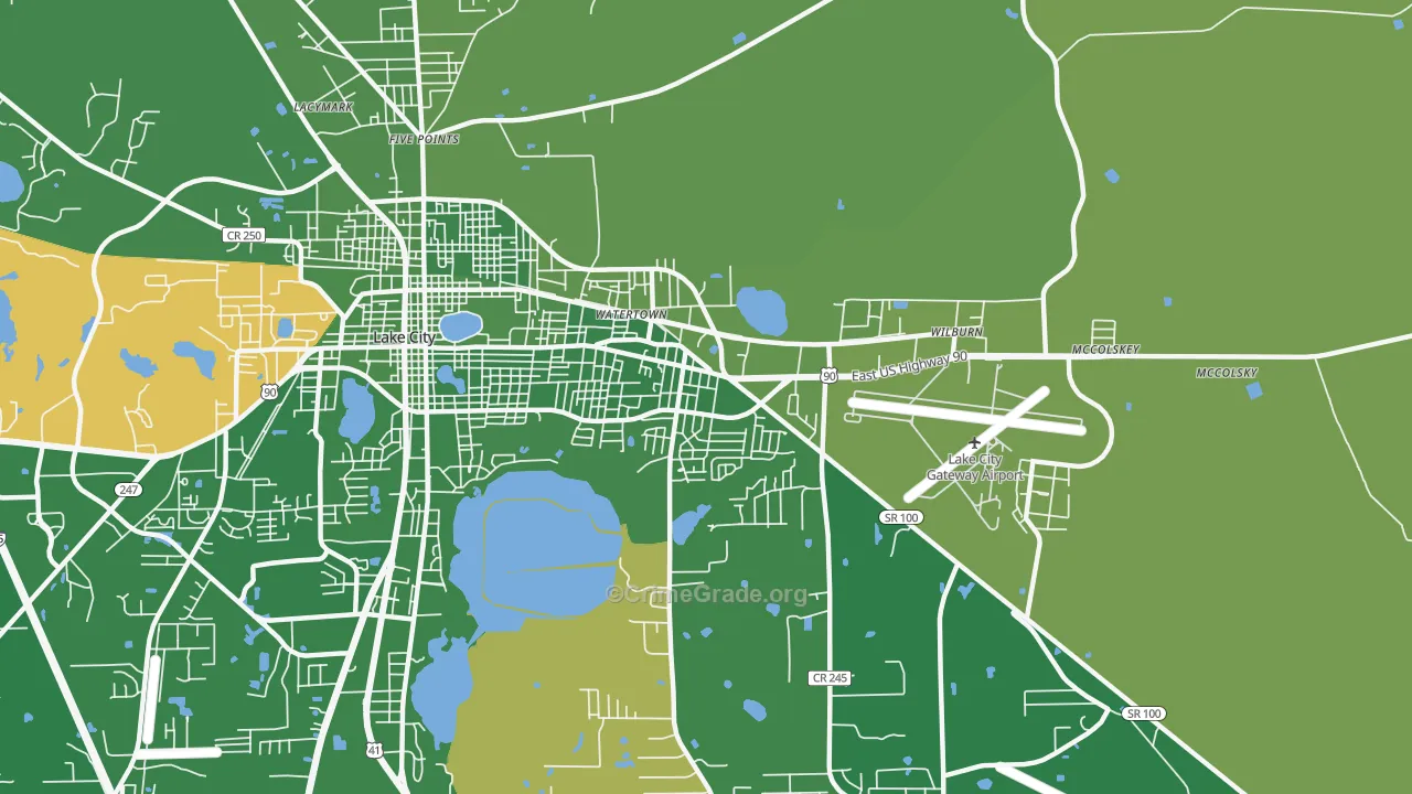 Watertown, FL Map of Vehicle Theft Rates