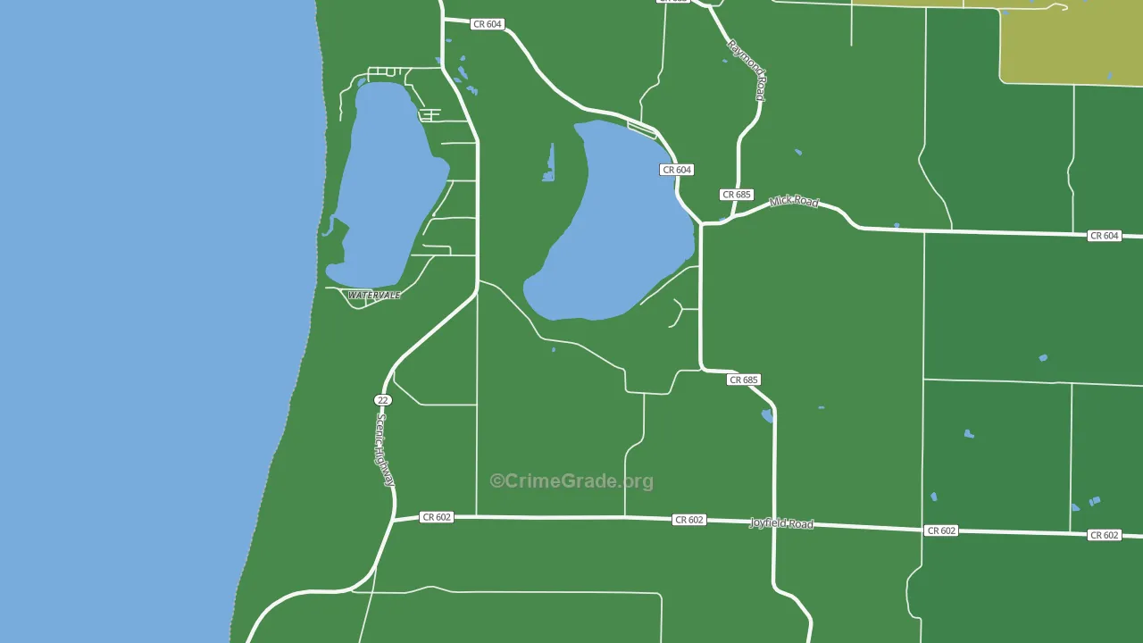Watervale, MI Map of Vehicle Theft Rates
