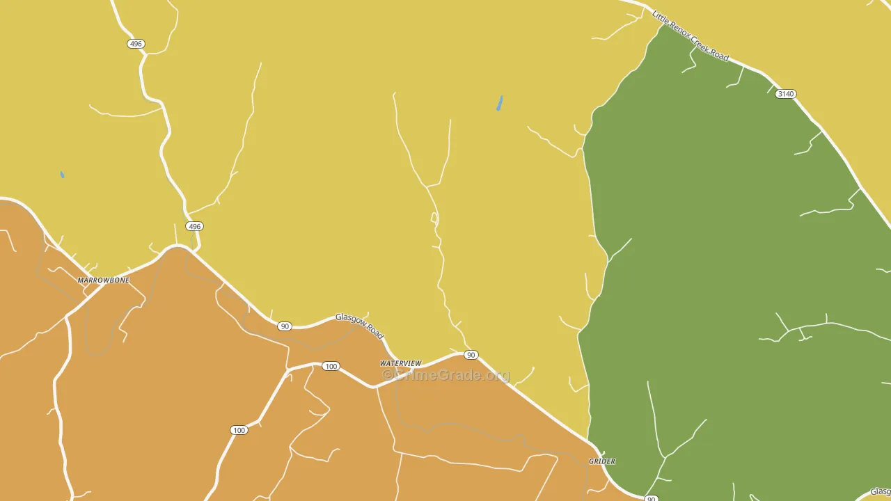Waterview, KY Map of Vehicle Theft Rates