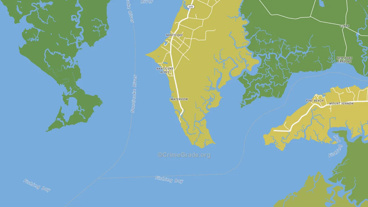 Waterview, MD Map of Vehicle Theft Rates