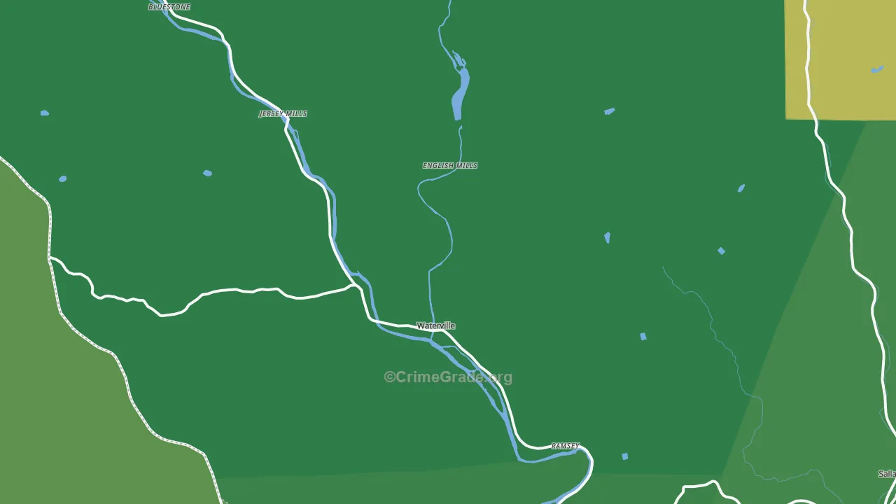 Waterville, PA Map of Vehicle Theft Rates