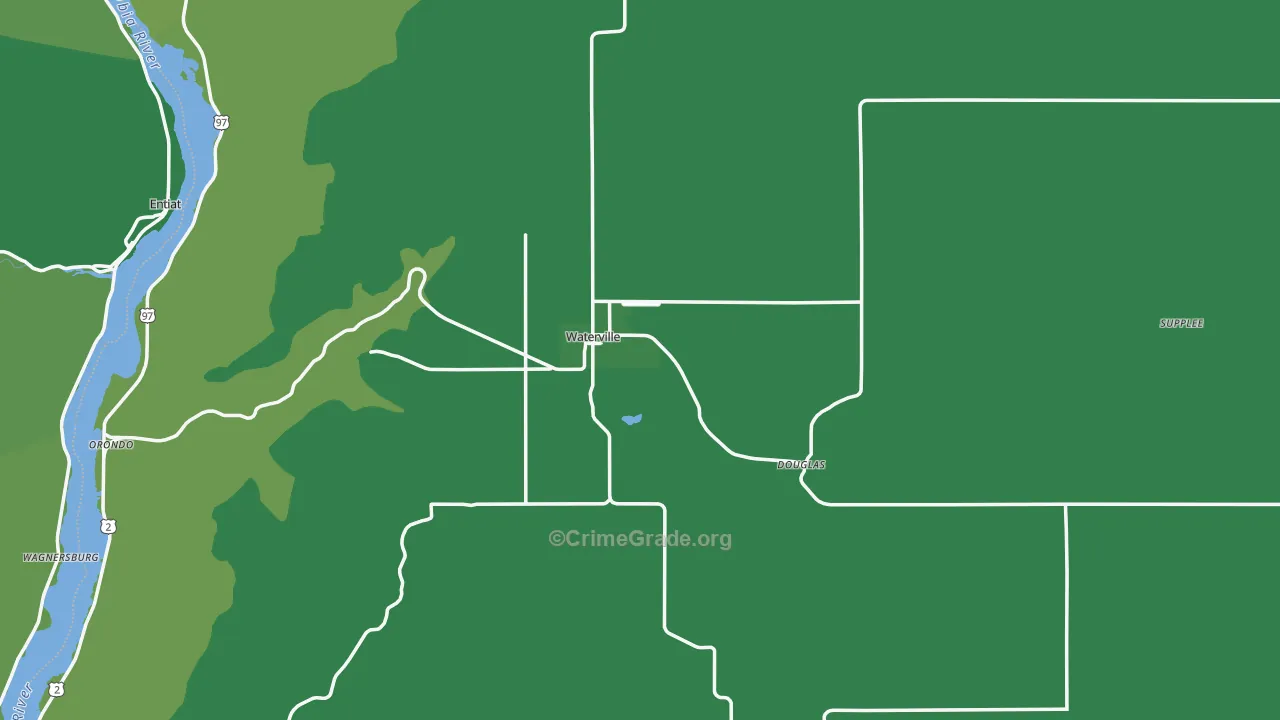 Waterville, WA Map of Vehicle Theft Rates