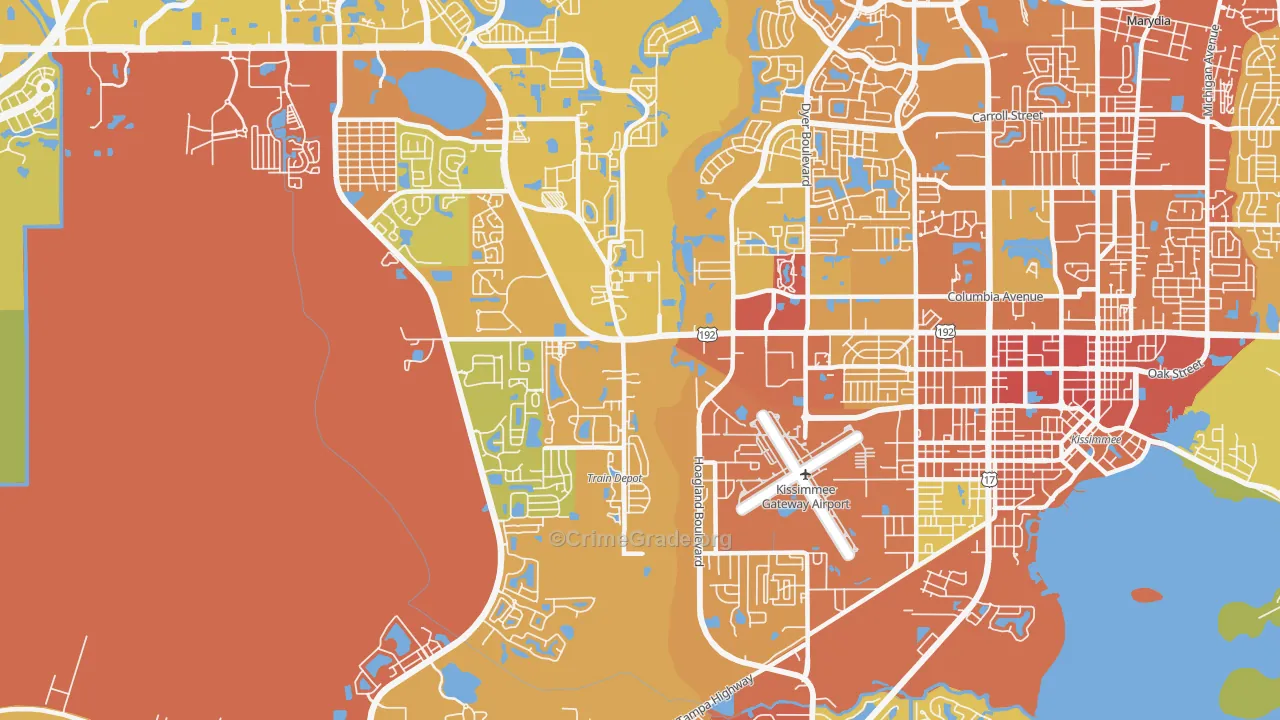 Waterway Village, Kissimmee, FL Map of Vehicle Theft Rates