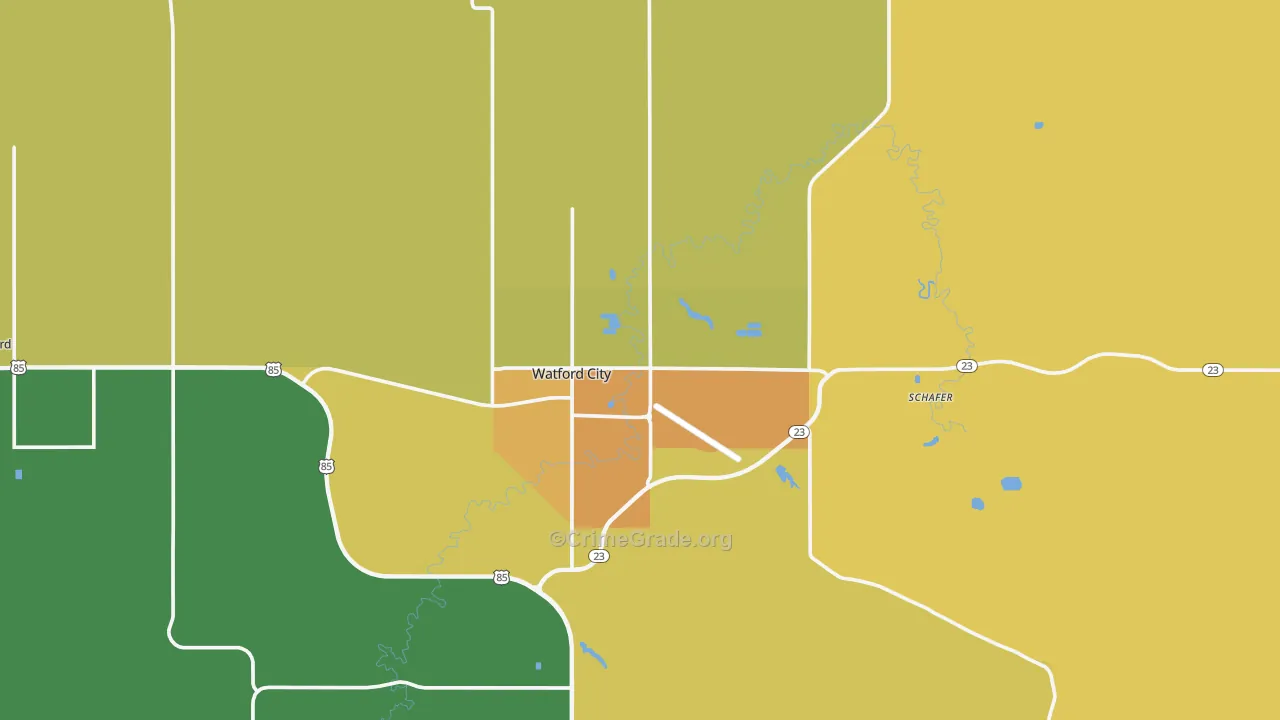 Watford City, ND Map of Vehicle Theft Rates