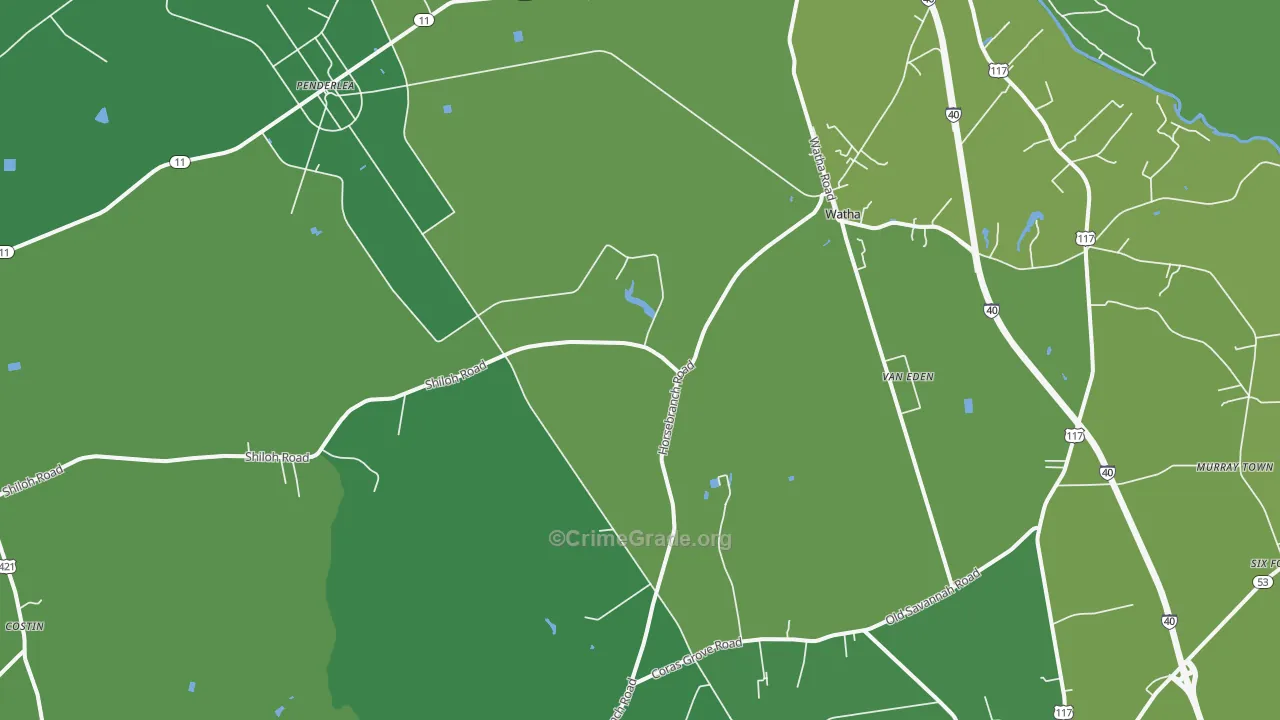 Watha, NC Map of Vehicle Theft Rates