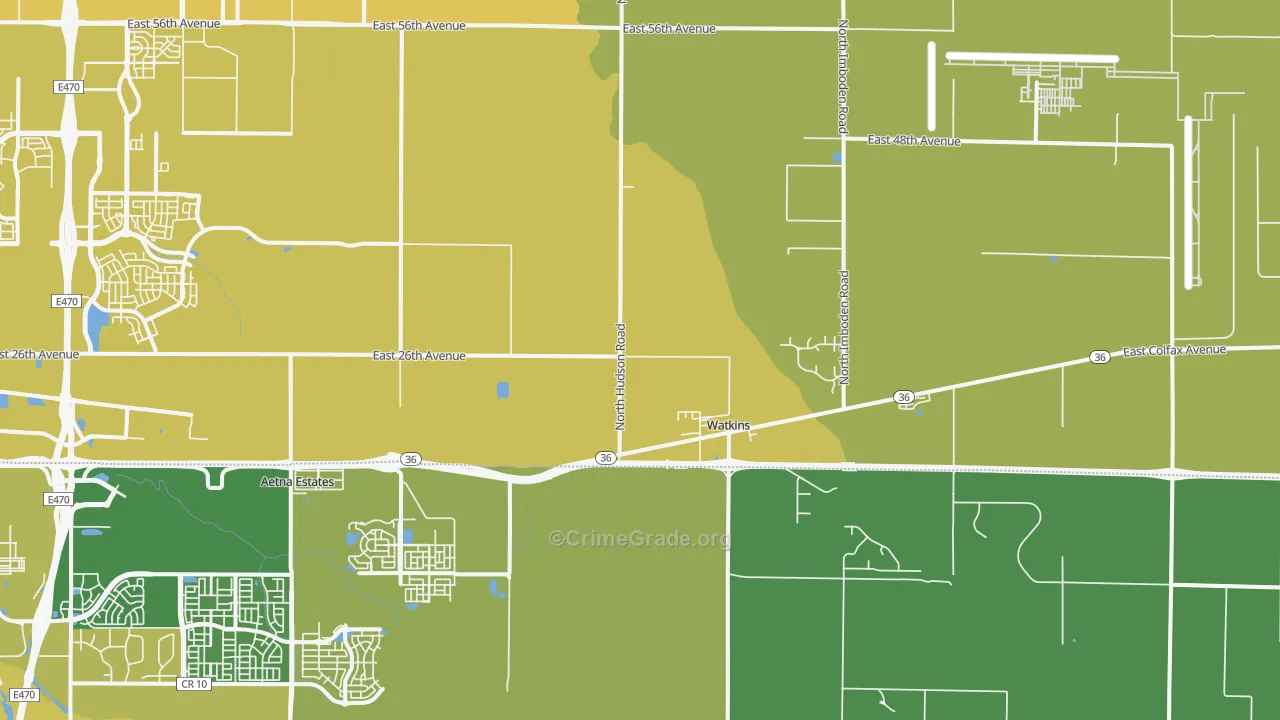 Watkins, CO Map of Vehicle Theft Rates