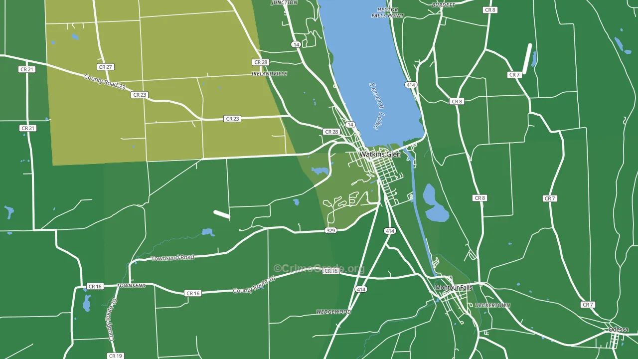 Watkins Glen, NY Map of Vehicle Theft Rates