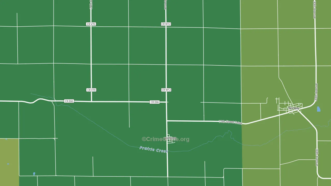 Watkins, IA Map of Vehicle Theft Rates