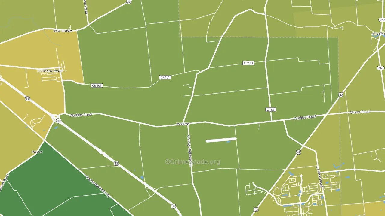 Watkins, OH Map of Vehicle Theft Rates