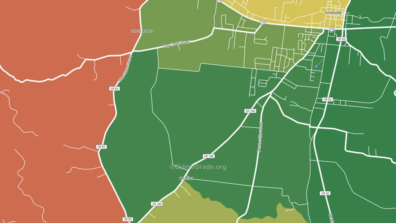 Watkins, TN Map of Vehicle Theft Rates