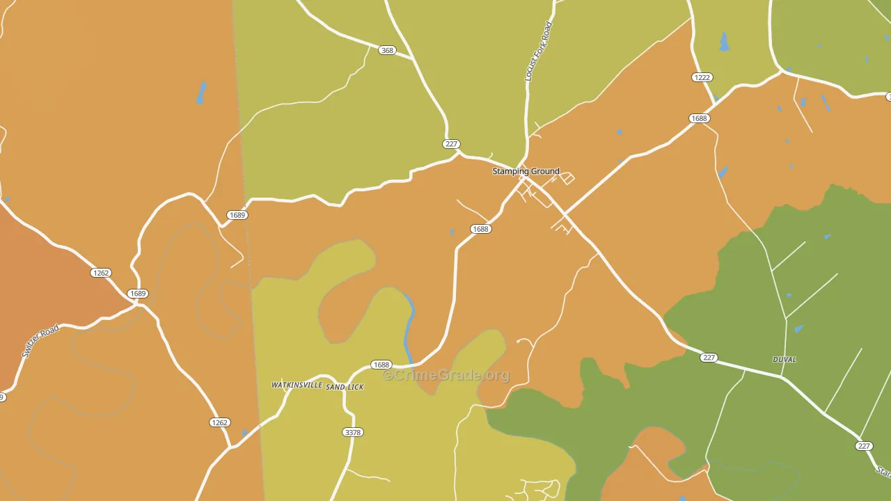 Watkinsville, KY Map of Vehicle Theft Rates