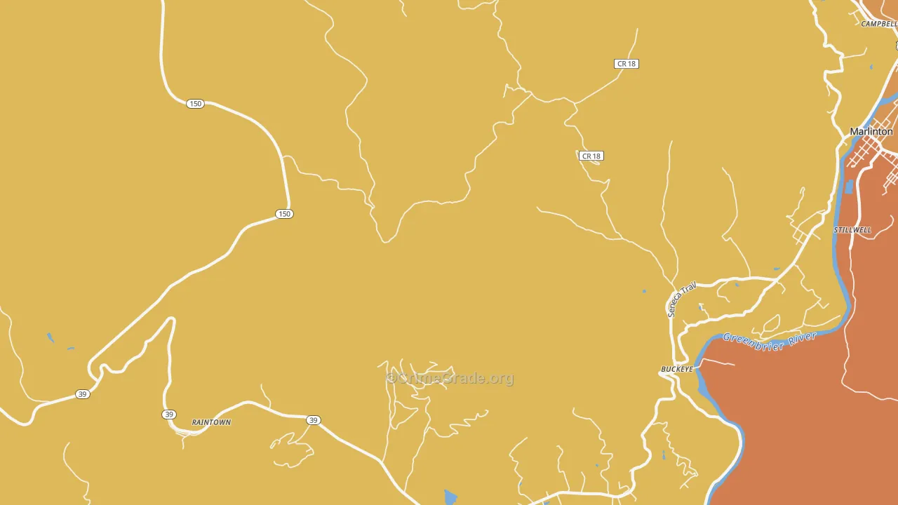 Watoga, WV Map of Vehicle Theft Rates