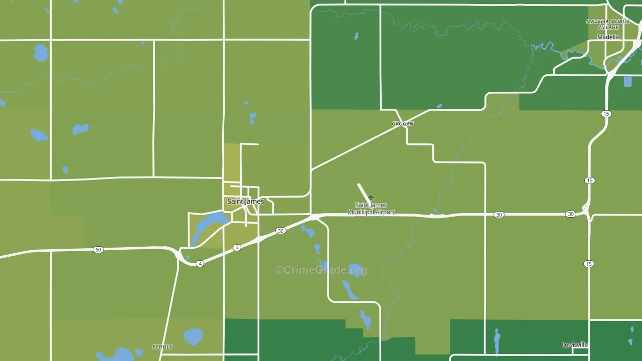 Watonwan County, MN Map of Vehicle Theft Rates