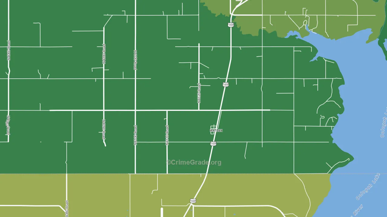 Watova, OK Map of Vehicle Theft Rates