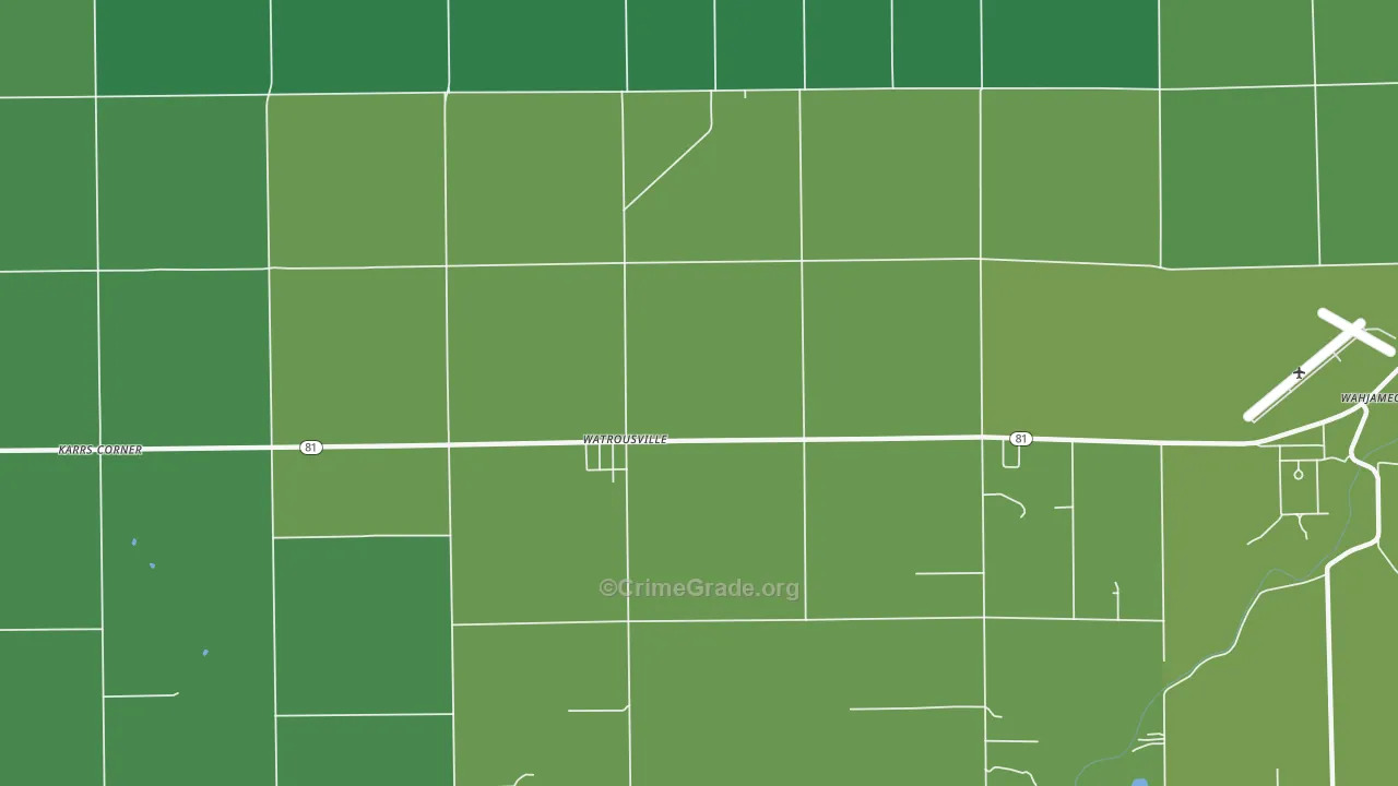 Watrousville, MI Map of Vehicle Theft Rates
