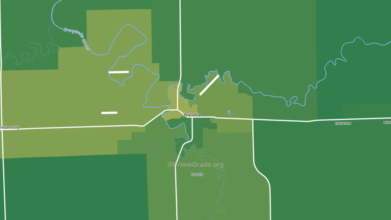 Watseka, IL Map of Vehicle Theft Rates